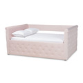 Baxton Studio Amaya Light Pink Velvet Upholstered Full Size Daybed 155-9458